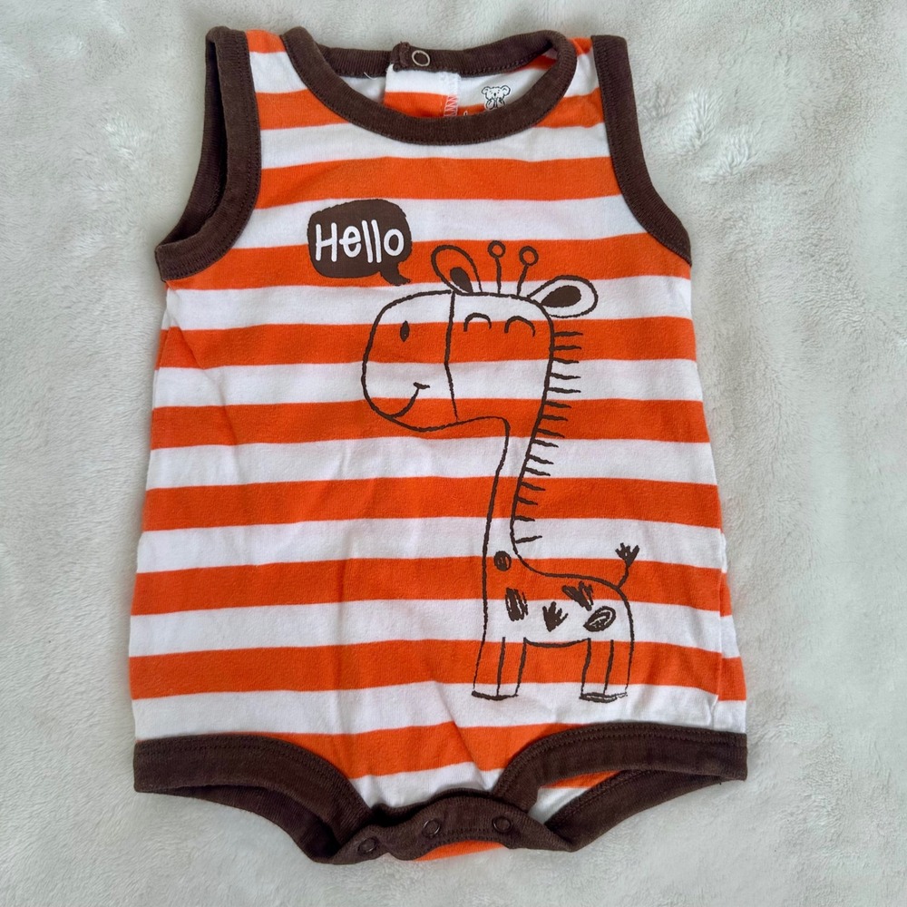 Koala Baby Orange Striped Giraffe Romper Bodysuit Size 3 Months